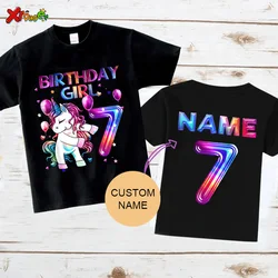 Unicorn Birthday Girl T Shirt 10 Years Party Shirt for Kids Custom Name Shirt Girl Clothes1st 2nd 5 8 9 Years Baby Clothing Cute