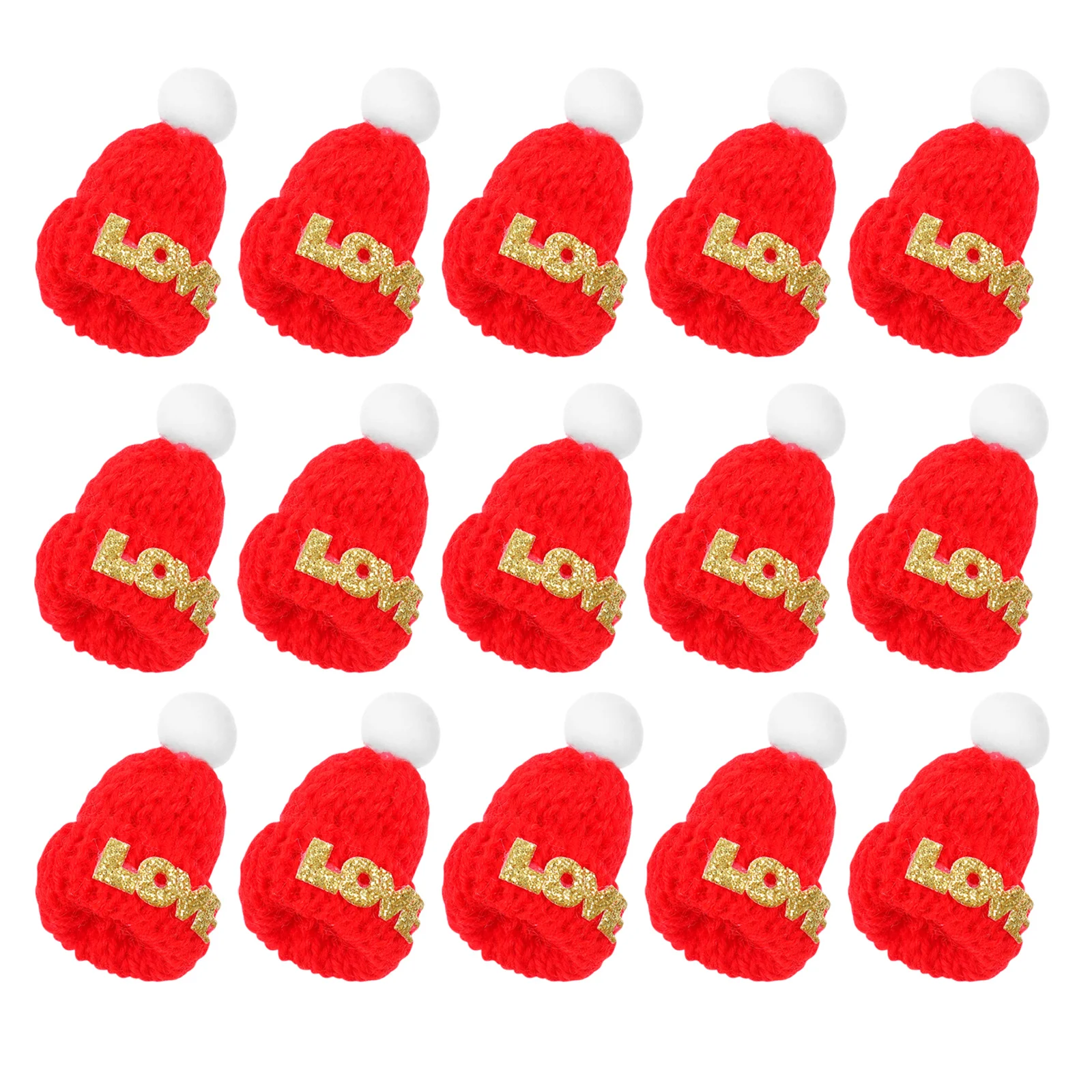 

15pcs Mini Woolen Hat Christmas Decoration Diy Craft Accessories Tree Ornament Party Gift Xmas Hats Finger Play Game Decor