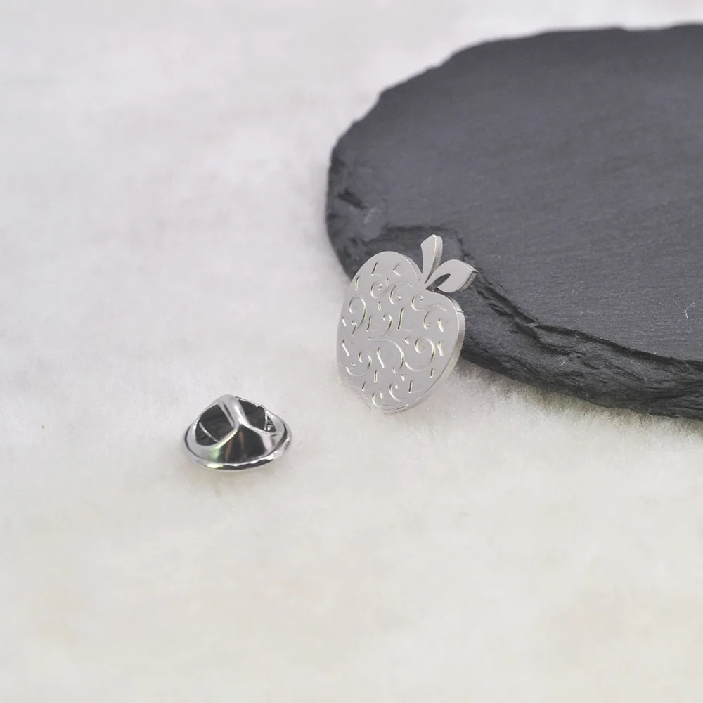 Cross border Apple Surface Carving Love Butterfly Needle Brooch, Stainless Steel Suit Bag Jewelry Brooch