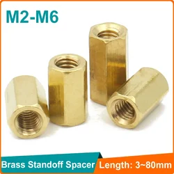 10-50pcs Brass Standoff Spacer M2 M2.5 M3 M4 M5 M6 Hex Female to Female Hexagonal Stud Spacer Hollow Pillars