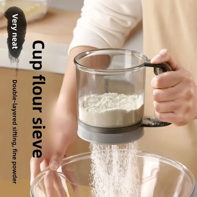 

Semi-Automatic Flour Sifter with Hand Press Design Transparent Flour Sieve Non-stick Baking Tools Kitchen Gadgets Accessories