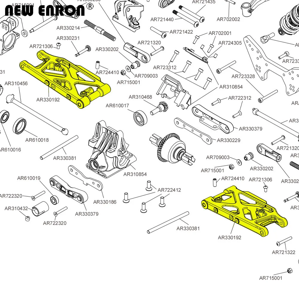 Legierungs-Vorder-/Hinter-Aufhängungsarme oben/unten AR330215 AR330503 AR330192 für RC-Auto 1/7 1/8 ARRMA 6S – Detail 8