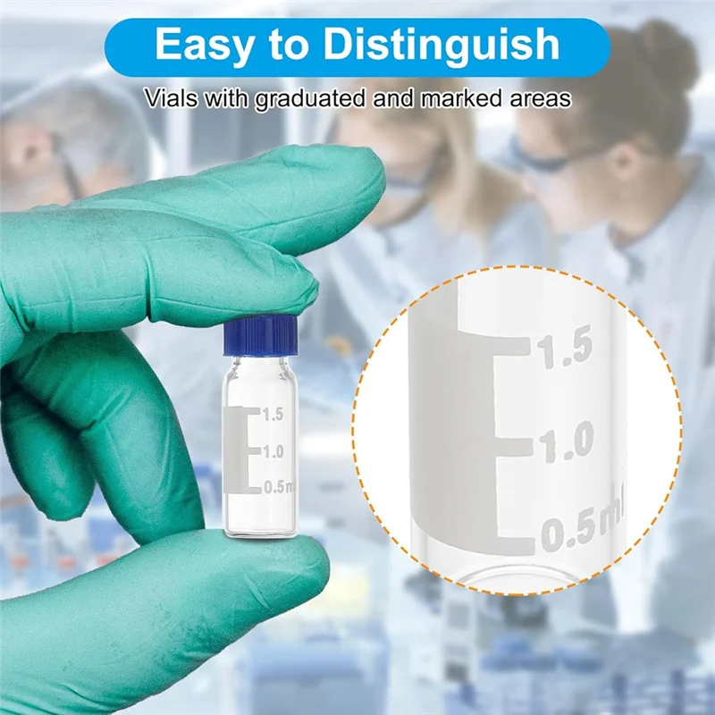 

2Ml Autosampler Vial, HPLC/GC Vials 9-425 Lab Clear Vials Sample Vial Screw Cap Writing Patch