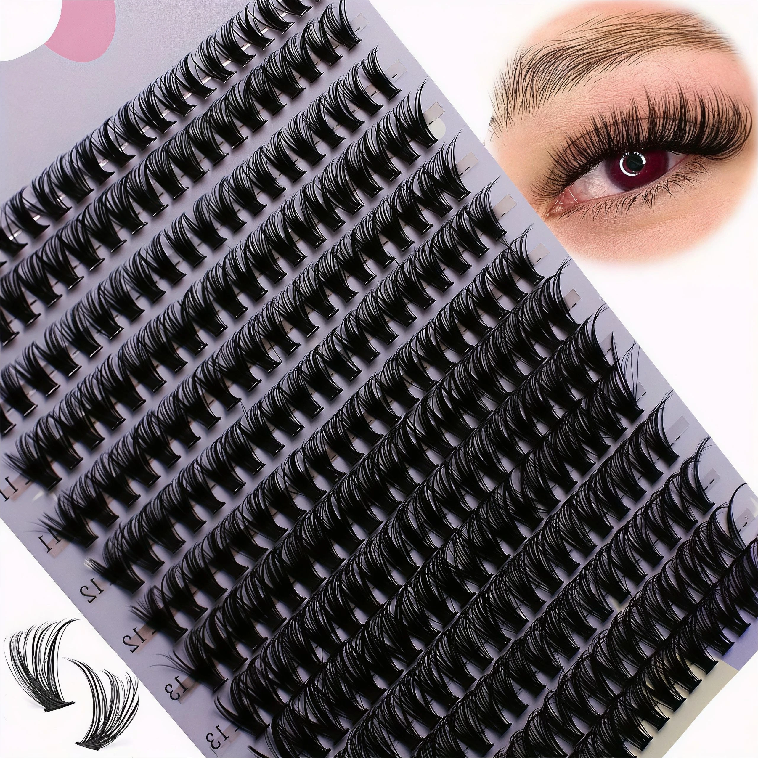 280Pcs 30D 9-16mm Mix D Curl Cluster Lashes Individual Lashes Lash Extensions Clusters Lashes Soft