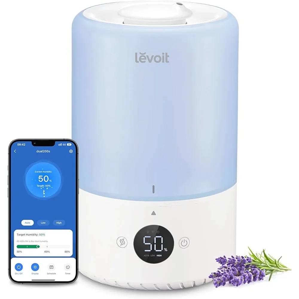 Smart Humidifiers for Bedroom, Top Fill,Customize Humidity for Home,Baby Nursery & Plants with Humidistat,Essential Oil Diffuser