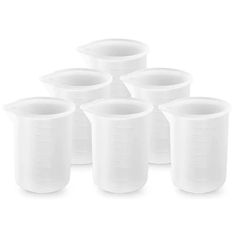 6 pezzi 100 ml misurini in silicone strumenti per colla in resina fai da te tazza per realizzare tazze di miscelazione in silicone antiaderente artigianali fatti a mano