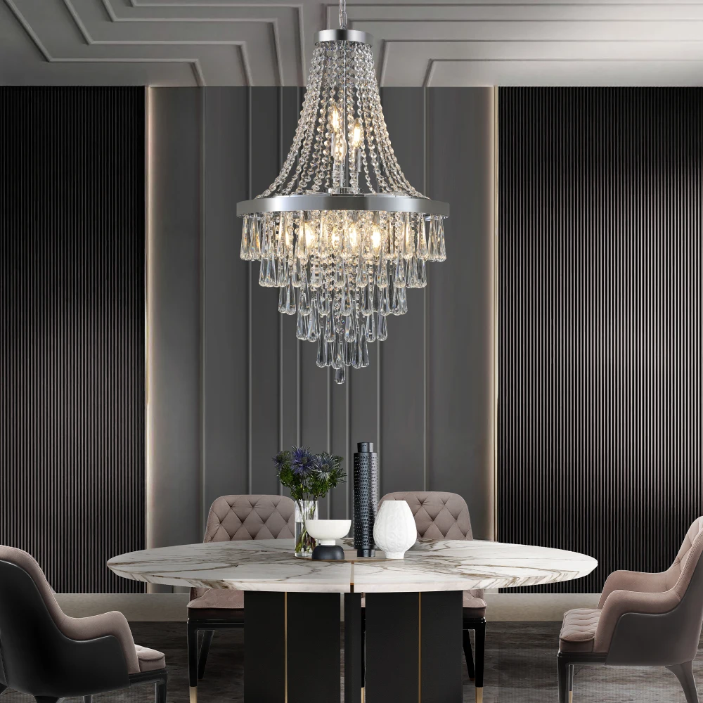 Chromium color Crystal Chandeliers,Large Contemporary Luxury Ceiling Lighting(Bulb Not Included)