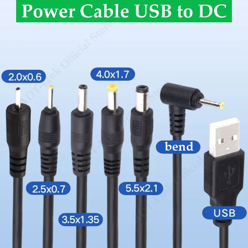 ADT-Link 電源ケーブル USB to DC 4.0mm x 1.7mm 2.0x0.6mm 2.5x0.7mm 3.5x1.35mm 5.5x2.1mm 5.5x2.5 2A 5V充電器用コネクタケーブル