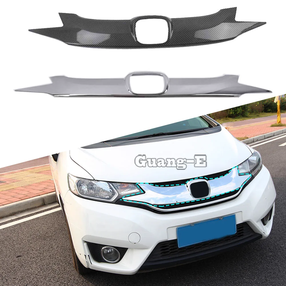 

Car Styling Body ABS Chrome License Plate Trim Racing Grid Grill Grille Hoods Panel Frame For Honda Fit Jazz 2014 2015 2016 2017