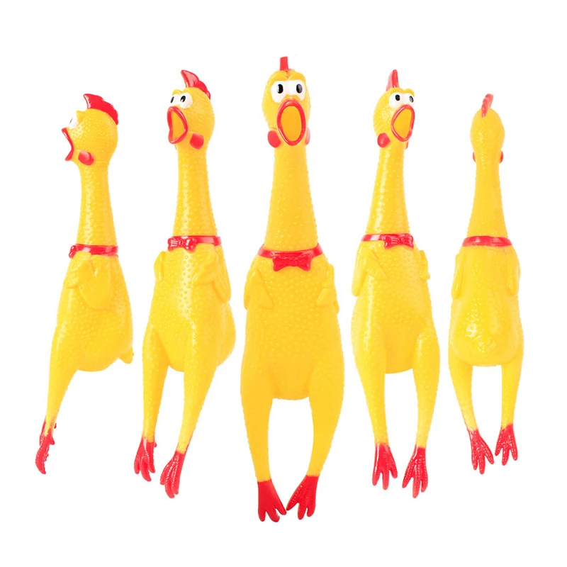 Pet Dog Squeak Toy Screaming Chicken Squeeze Dog Chew Interactive Toy Durable And Fun Yellow Rubber Exhaust Weird Chicken