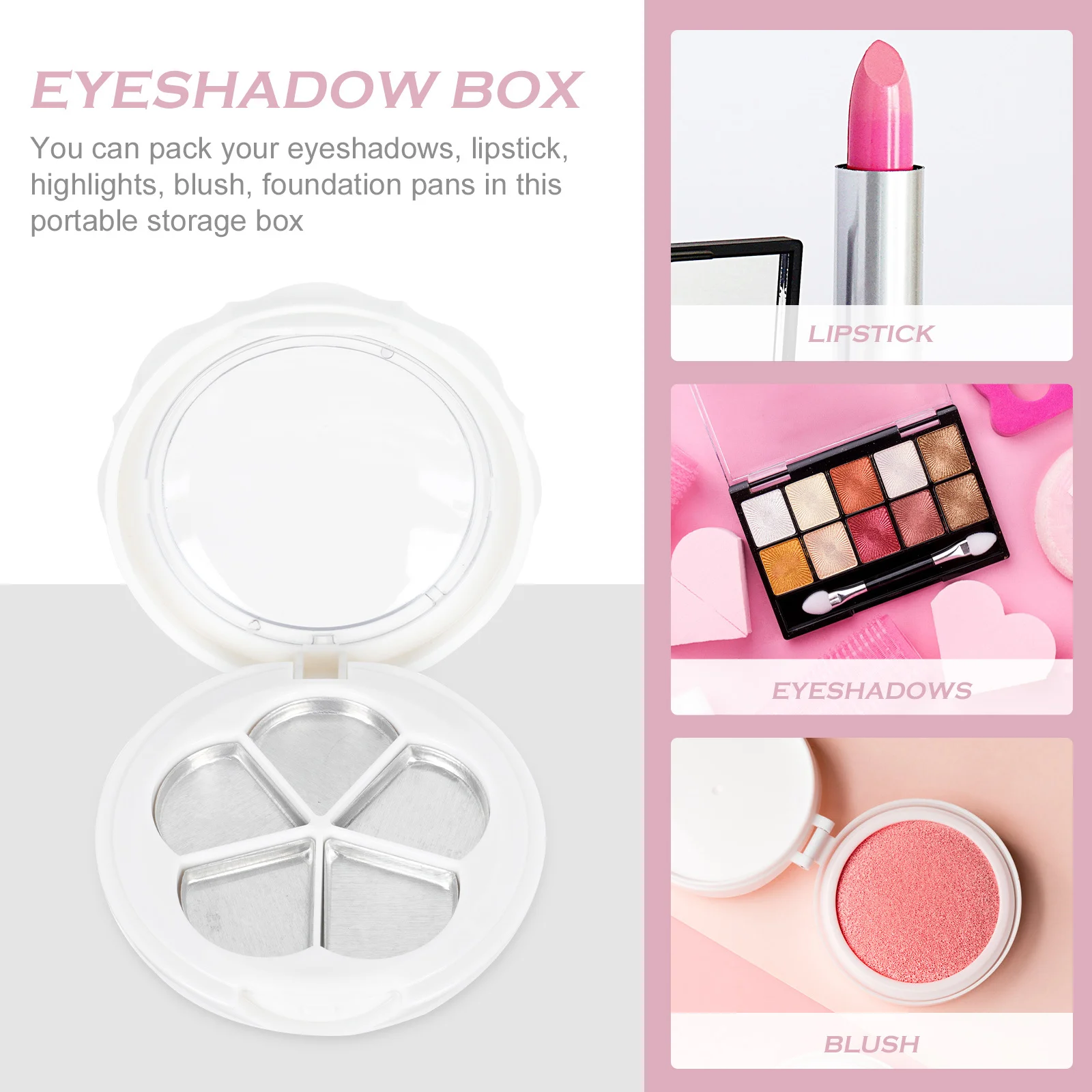 2 conjuntos de placa de mistura de cores vazia portátil sombra batom caso de armazenamento multi-grade caixa organizadora de maquiagem recipiente de blush