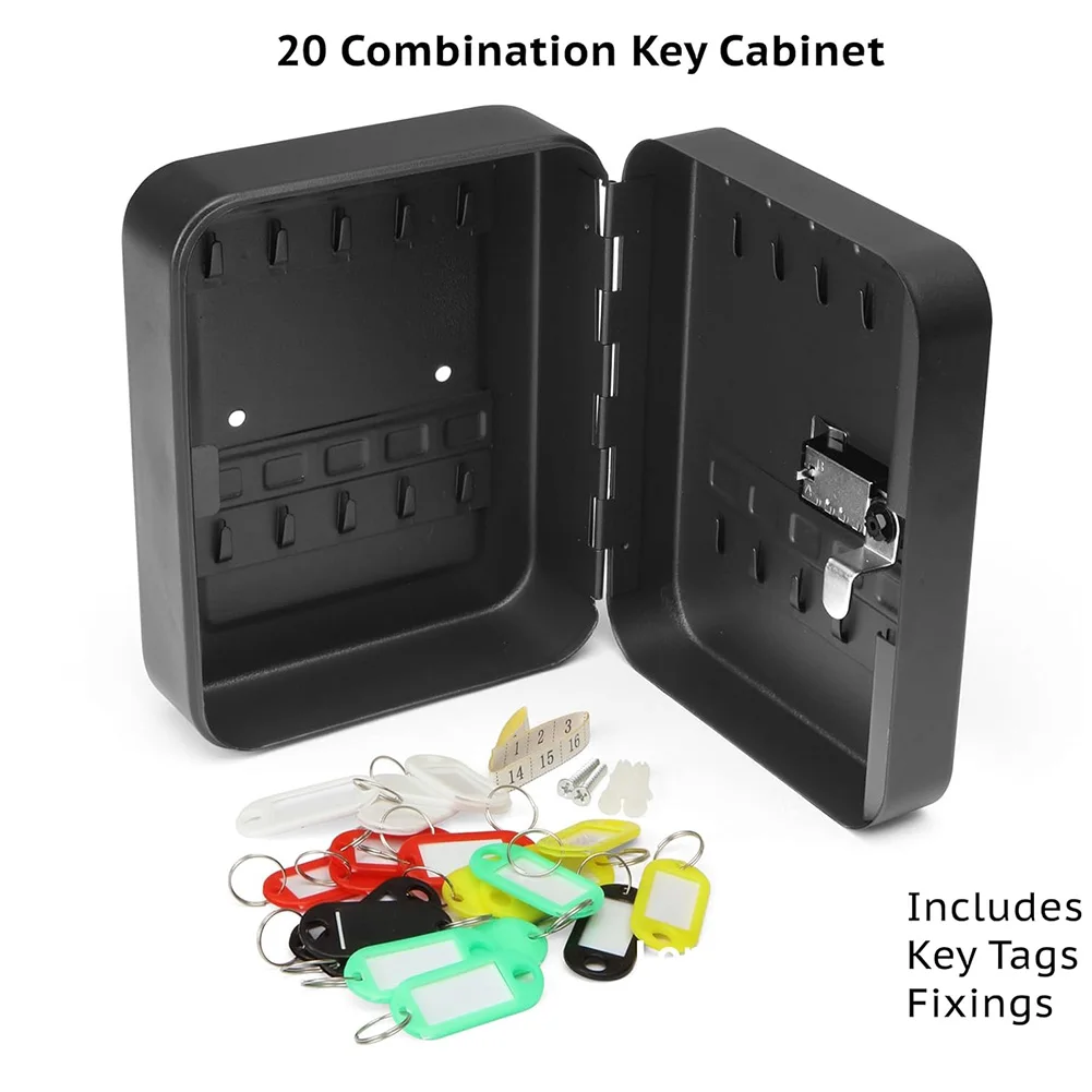 Imagem -02 - Multi Key Lock Box com Senha Wall Mounted Safe Storage Box Spare Car Keys Organizer Home Office 20 Ganchos