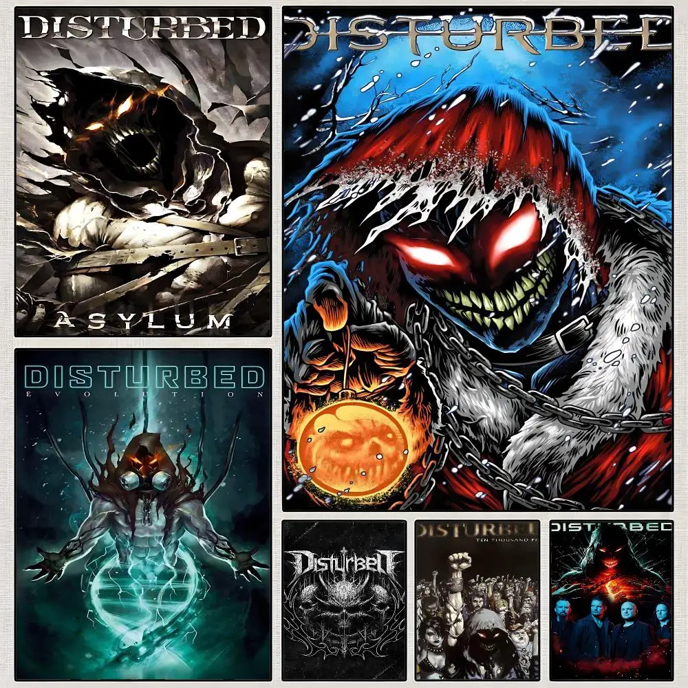 Music Disturbed Heavy Metal Rock Band Poster PP Wall Art Print Removable Water-Resistant Home Decor for Bedroom Apartment Gift