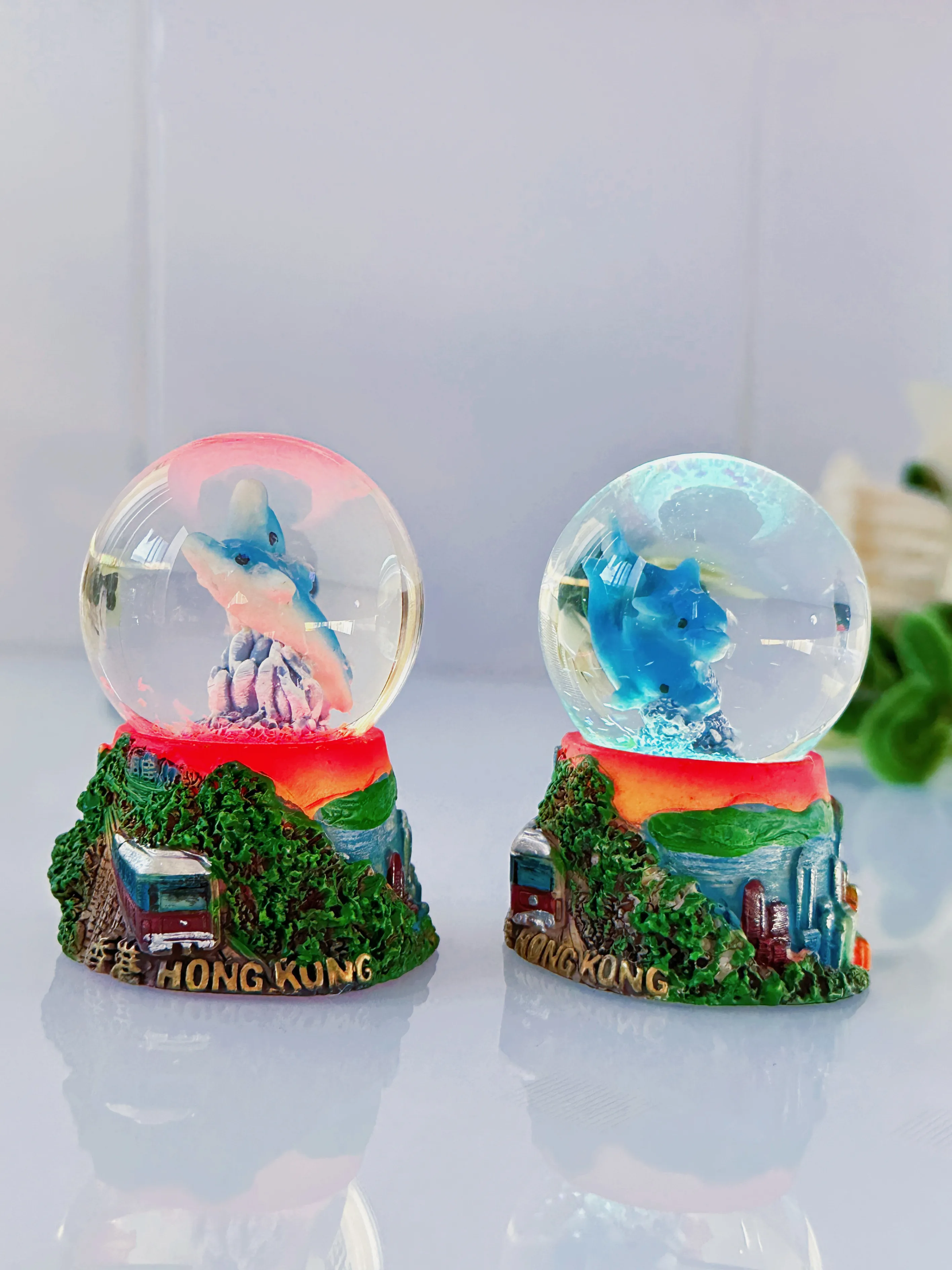 Hong Kong Crystal Ball Souvenir Luminous Dolphin Ornament Gift