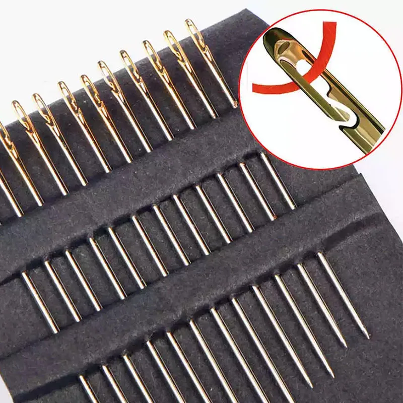 Large Hand Sewing Needles Multi-size Side Opening Stainless Long DIY Blind Self Threading Big Eye Needle Embroidery Tools