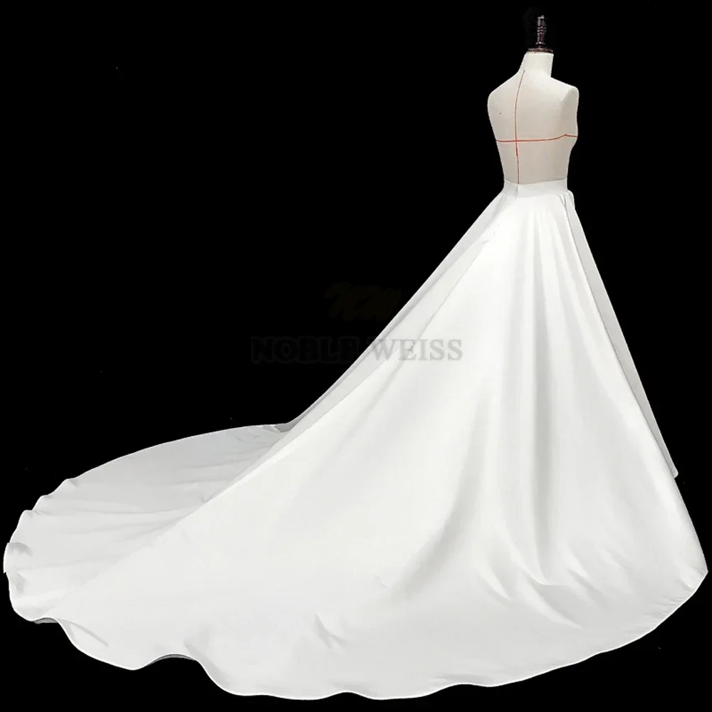

Satin Wedding Party Dress Train Seperate Wedding Dresses Skirt Drag Removeable Train Customized