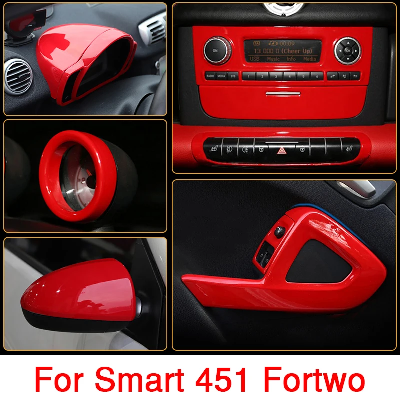 Car Styling Modification Parts Red Sticker Interior Exterior Decoration Cover Protective Shell For Smart 451 Fortwo Accessories