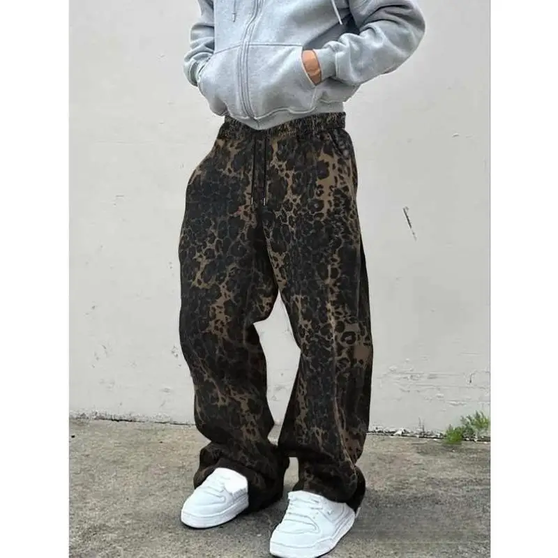 

Men's Casual Pants Leopard Print Straight Leg Trousers Neutral PVC Material Winter Collection Faionable Casual Wear
