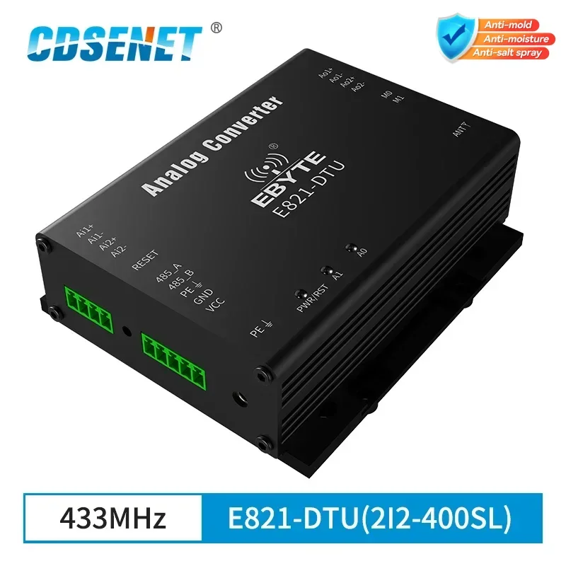 RS485 Wireless ModBus RTU 1W 433MHz Gate Way Module 4Channel Analog CDSENET E821-DTU(2I2-400SL) Radar Transmitter Flowmeter PLC