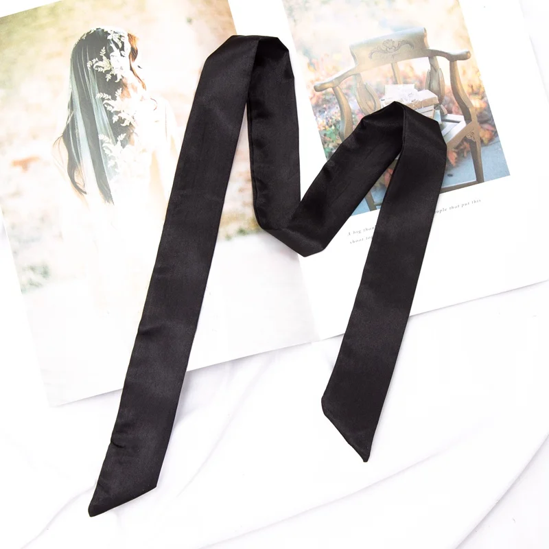 

30 цветов, женский узкий длинный шарф 100x4 см, однотонный шифоновый красный галстук, черная сумка, лента, повязка на голову, колье, стример, женские аксессуары