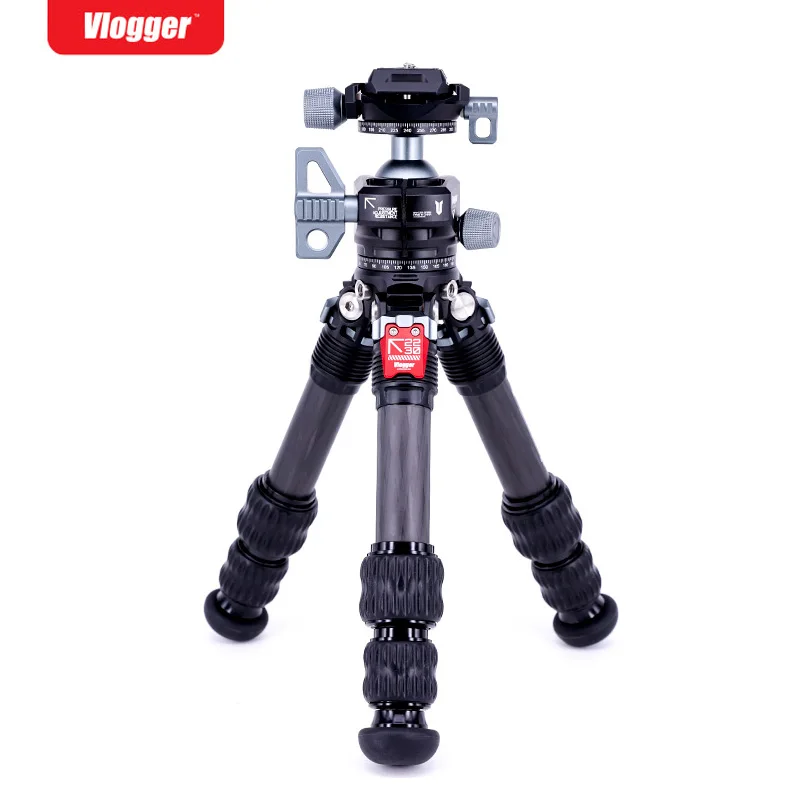 Vlogger Panoramic Tripod Carbon Fiber Desktop Portable Extendable Travel Telescopic Tripod Ball Head for Mirrorless Camera DSLR