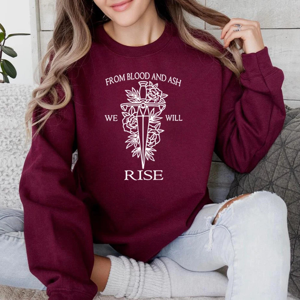 From Blood and Ash We Will Rise Sweatshirt FBAA Jennifer L. Armentrout Red Pearl Shirt FBAA JLA Bookish Merch Trendy Sweatshirts