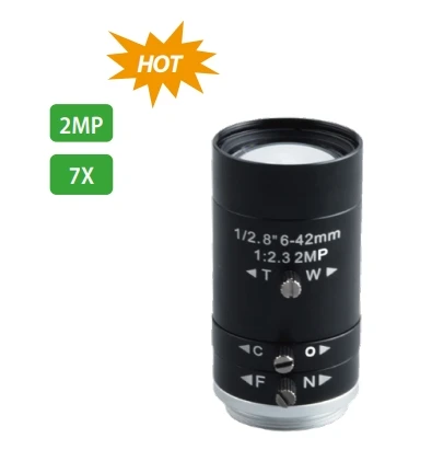 7x Zoom 6-42mm CS Mount Lens, 2MP Varifocal F2.3 for Long Range | 7.5° Ultra Narrow View