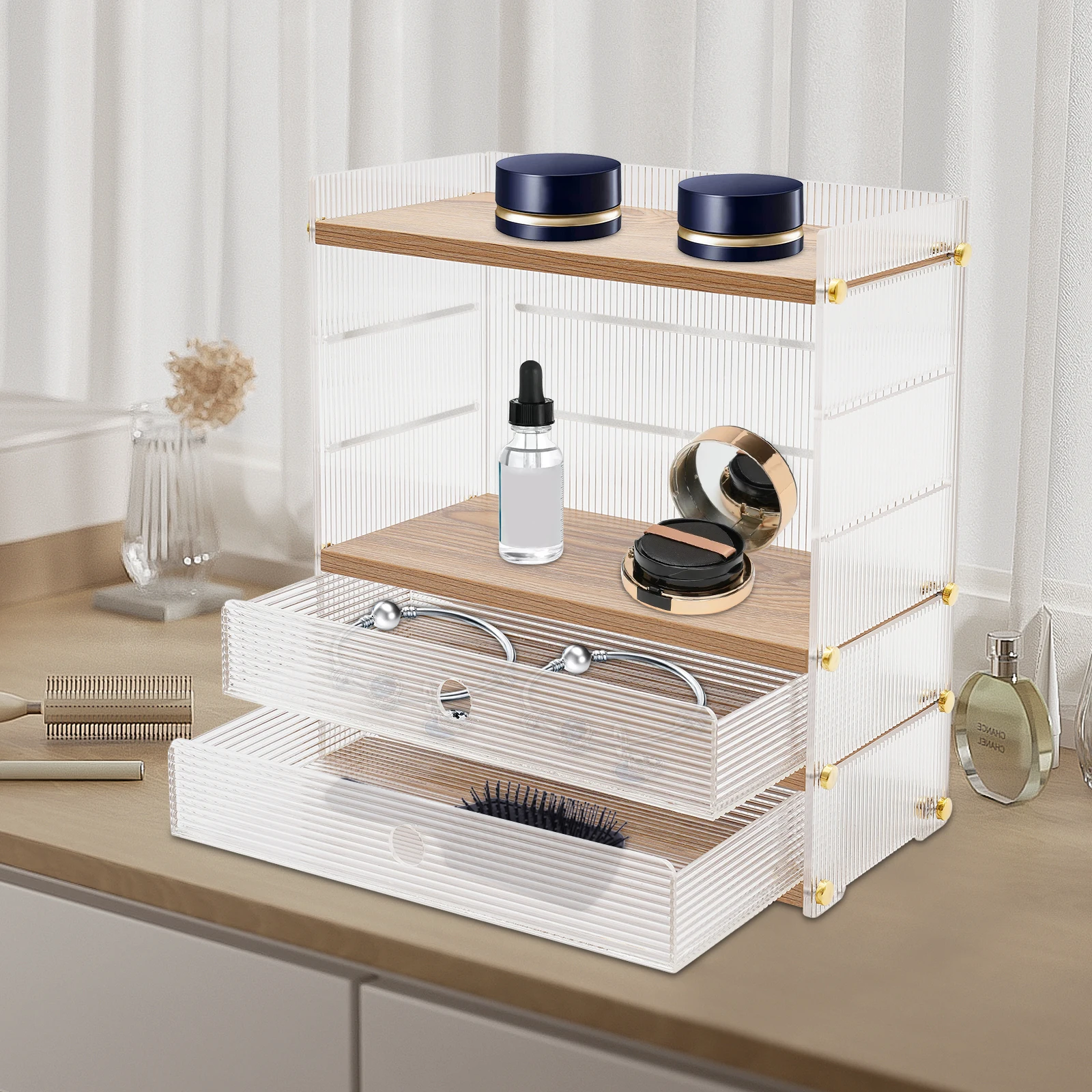 4-lagiger, schubladenfreier Desktop-Organizer, Schreibtisch-Aufbewahrungsschrank, Aufbewahrungsbox, Aufbewahrungsbox für einen Schreibtisch, Bürotisch, Kommode