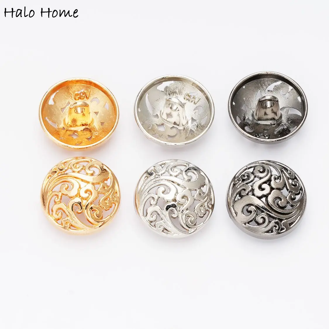 5pcs Round Hollow Metal Buttons for Sewing  Scrapbook Jacket Blazer Sweaters Gifts Crafts Handwork Clothing 12.5-25mm