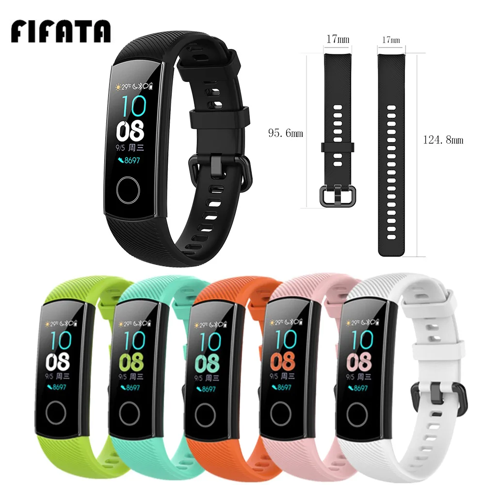 FIFATA Colorful Soft TPU Silicone Watch Band For Huawei Honor Band 4/Honor Band 5 Smart Bracelet Replacement Smart Watch Strap