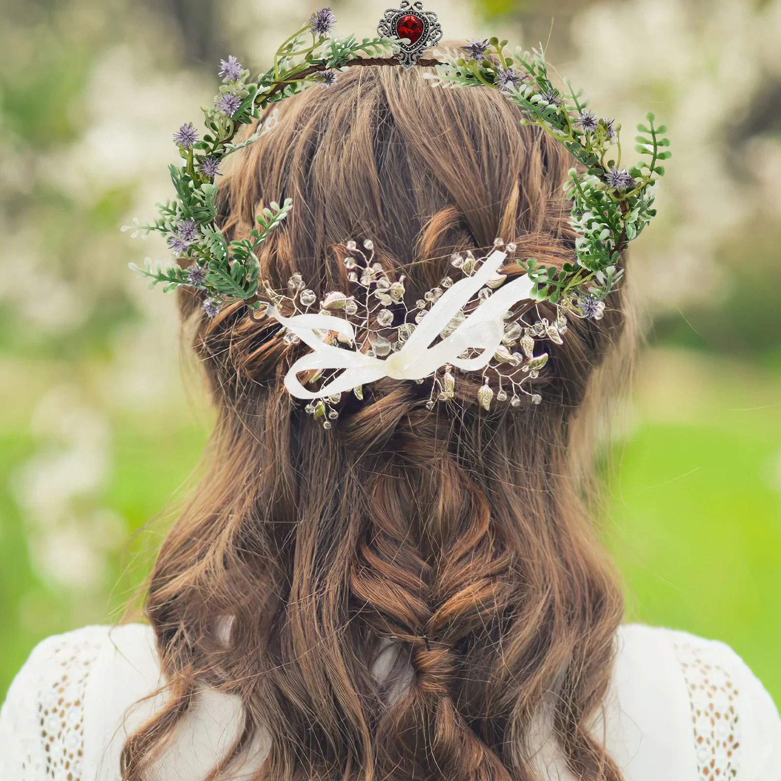 1 قطعة خوذة تاج زهرة للنساء أنيقة الزفاف إكسسوارات الشعر حفل زفاف زي عقال للرأس على شكل تاج الأزهار تيارا