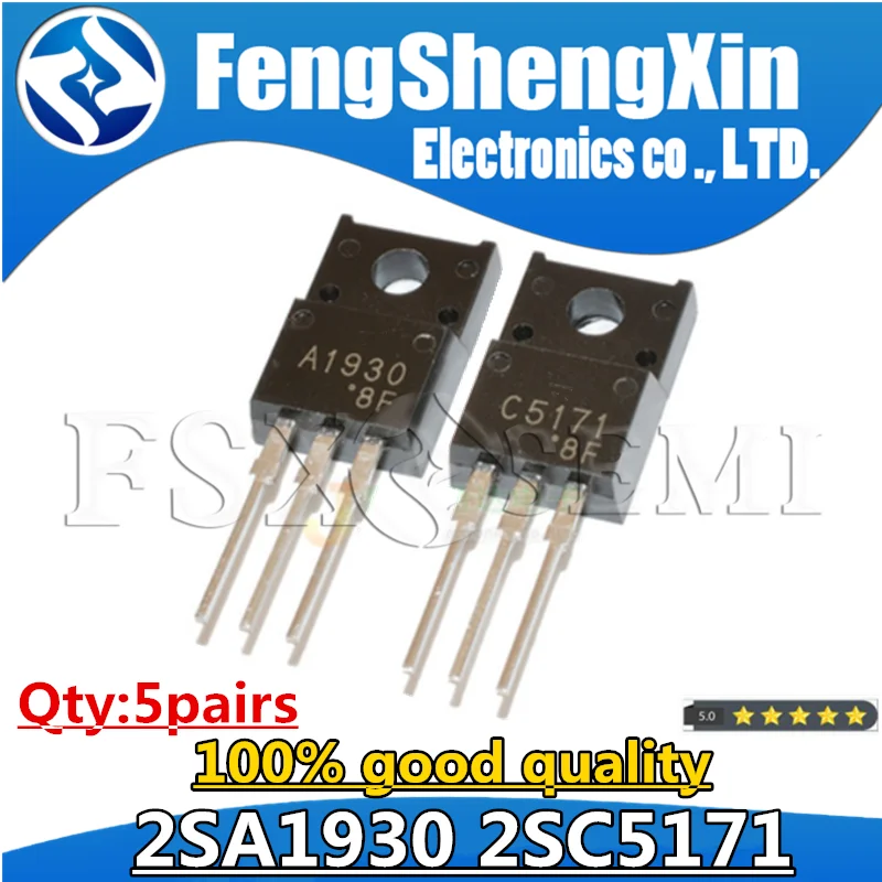 10PCS ( 5PCS 2SA1930 + 5PCS 2SC5171 ) A1930 C5171 TO220F  Audio pair tube