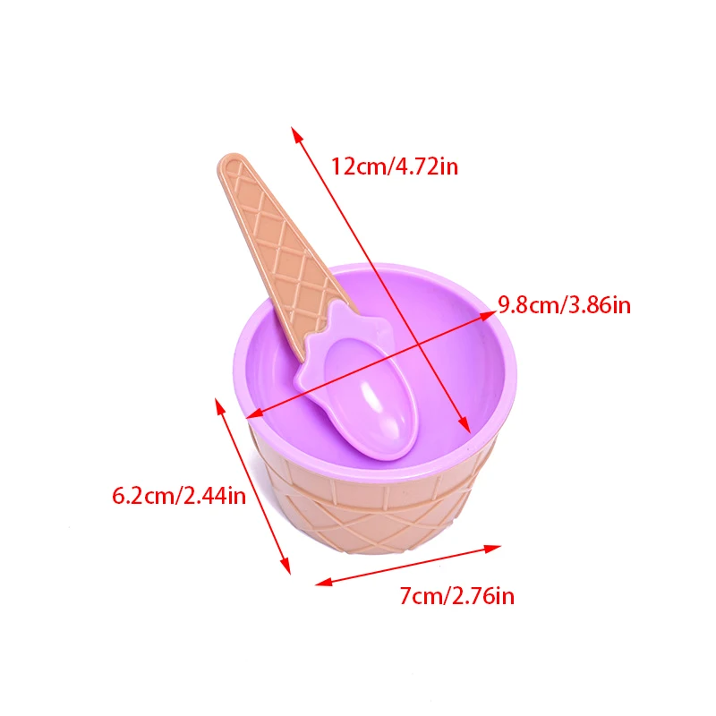 1set Ice Cream Bowl Set Different Color Ice Cream Spoon Bowl Tableware Set Lovely Dessert Bowl Children Cartoon Bowl