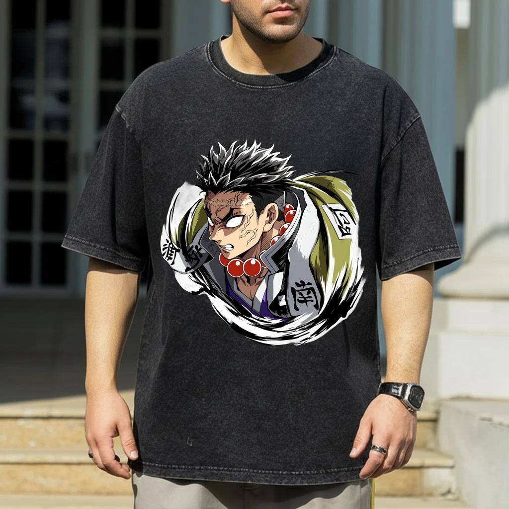Vintage Demon Slayer Tee Gyomei Himejima Apparel  Anime Shirt Manga Clothing Japanese Streetwear Stone  Slayer Graphic Anime Tee