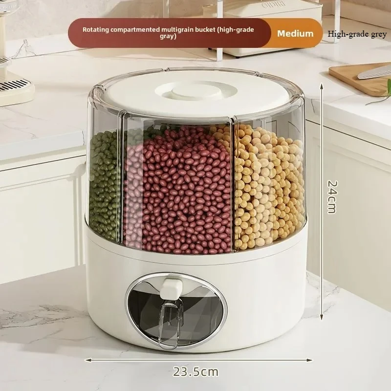 Sealed Rotary Rice Storage Tank Bug Moisture Proof Household Kitchen Grain Cereal Storage Bucket