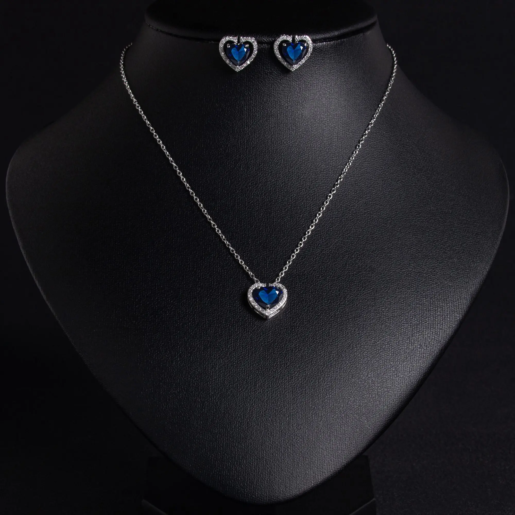 

HIBRIDE Brand unique multi-layer heart necklace earrings set Female bride Wedding dress Party dinner Holiday gift S-417
