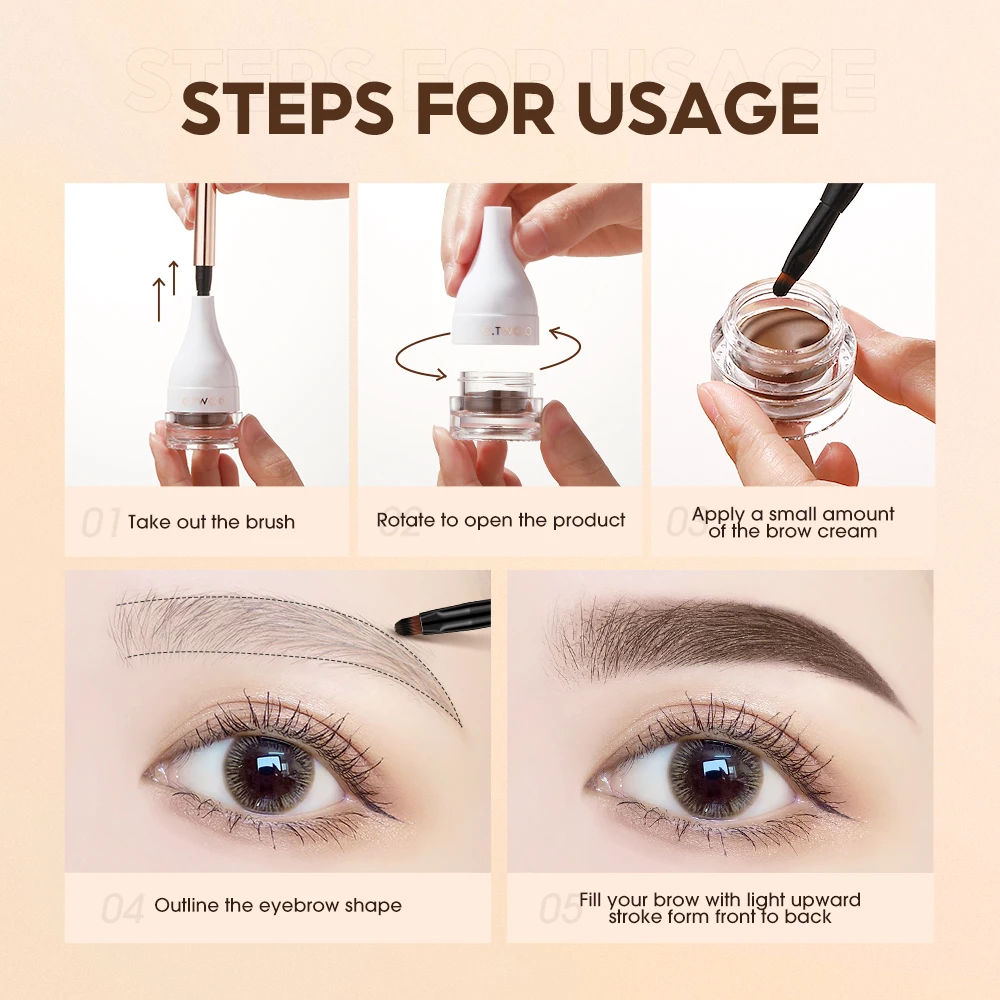 O.TW O.O Lông Mày Pomade Brow Mascara Tự Nhiên Chống Nước Lâu Dài Họa Tiết Kem 4 Màu Dán Điêu Khắc Brow Gel Với Bàn Chải