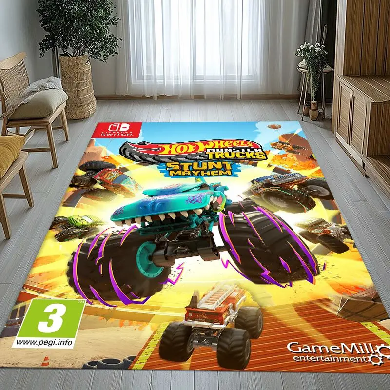 H-Hot Wheels Track Cityscape Racing Cartoon Soft Non-Slip Large Area Rug for Living Room,Bedroom Carpet Mat for Sofa,Home Decor
