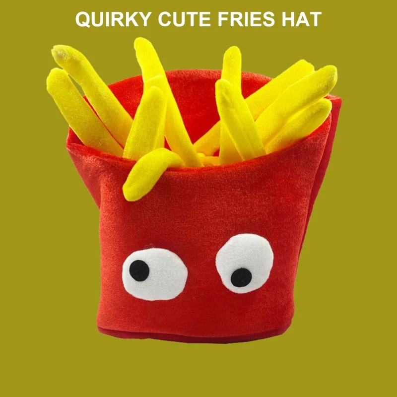 Halloween French Fries Hat Headgear Adorkable Head Cover for Food Prank Halloween Adorkable Cartoon Hat Headgear