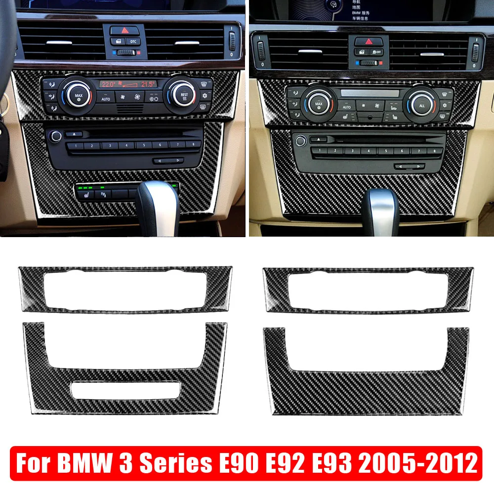 For BMW 3 Series E90 E92 E93 True Carbon Fiber Strip Air Conditioning CD Panel Decorative Cover Trim Auto Interior Accessories