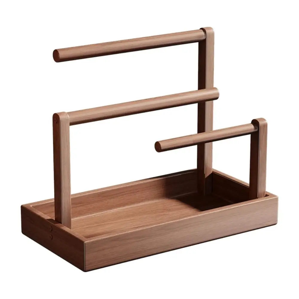 Solid Wood Jewelry Stand Large Size Multi-Layer Design Bracelet Storage Holder With Hook Wooden Material Jewelry Display Stand