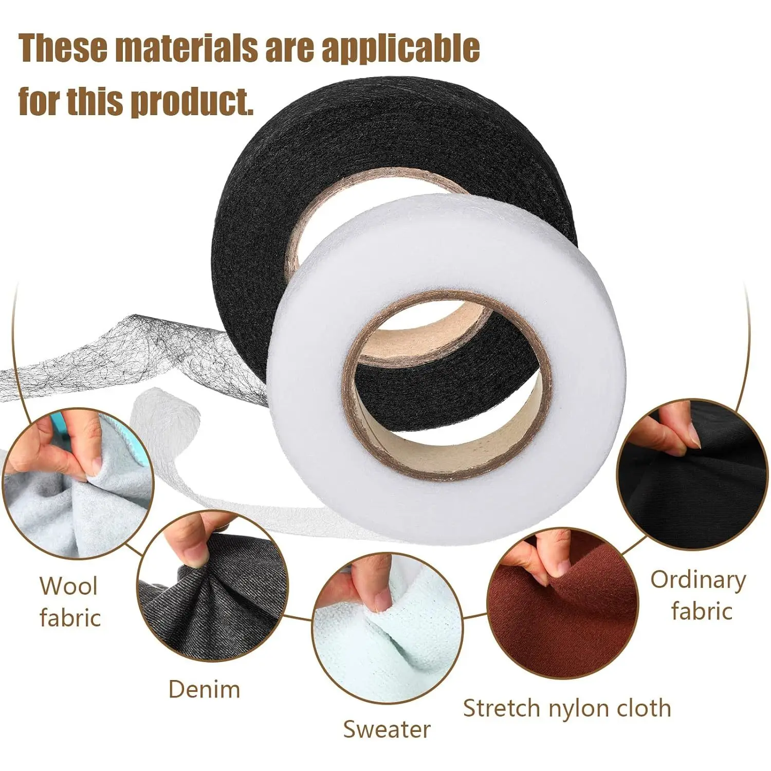 Fabric Fusing Tape Double Sided 1cm/1.5cm/2cm/2.5cm/3cm White Color Non Woven Lightweight Adhesive Lining Used For  Diy Clothing