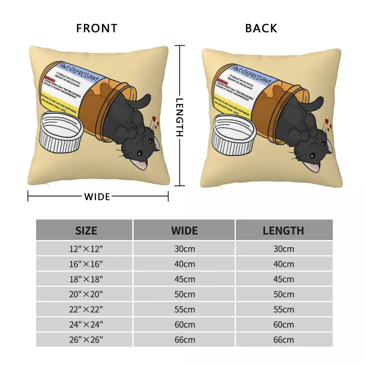 Kitty Antidepressant Love Medicine Pillowcase Polyester Linen Velvet Pattern Zip Decorative Sofa Seater Cushion Case