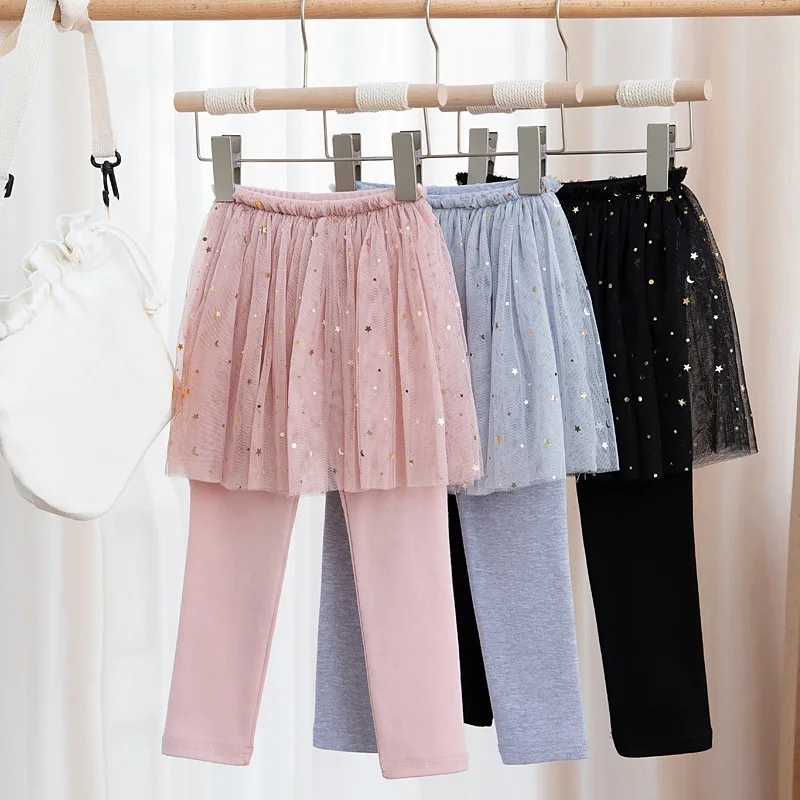 spring-autumn-kids-girls-mesh-sequined-leggings-fake-two-piece-tutu-skirt-pants-princess-skirt-trousers-children-cotton-clothes