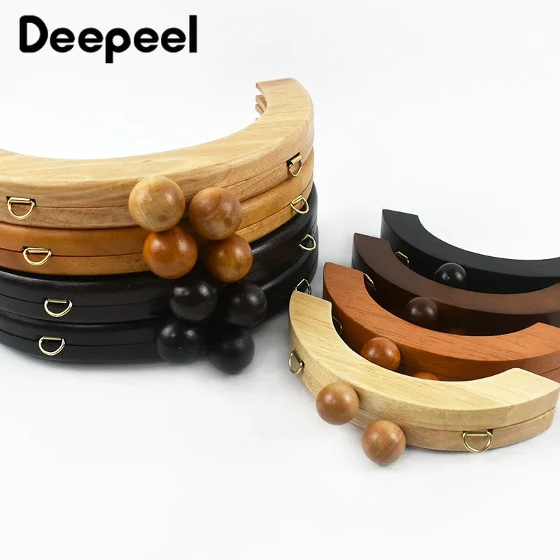 14/20cm Deepeel Handbag Wood Handle Bag Kiss Clasp Purse Closure Frame buckle Bags Crafts Sewing Wallet Brackets DIY Accessories