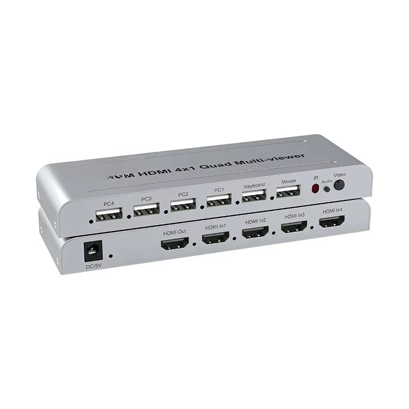 KVM HDTV 4x1 Quad Multiviewer 4K with   o Enhanced Video Aluminum Alloy Material