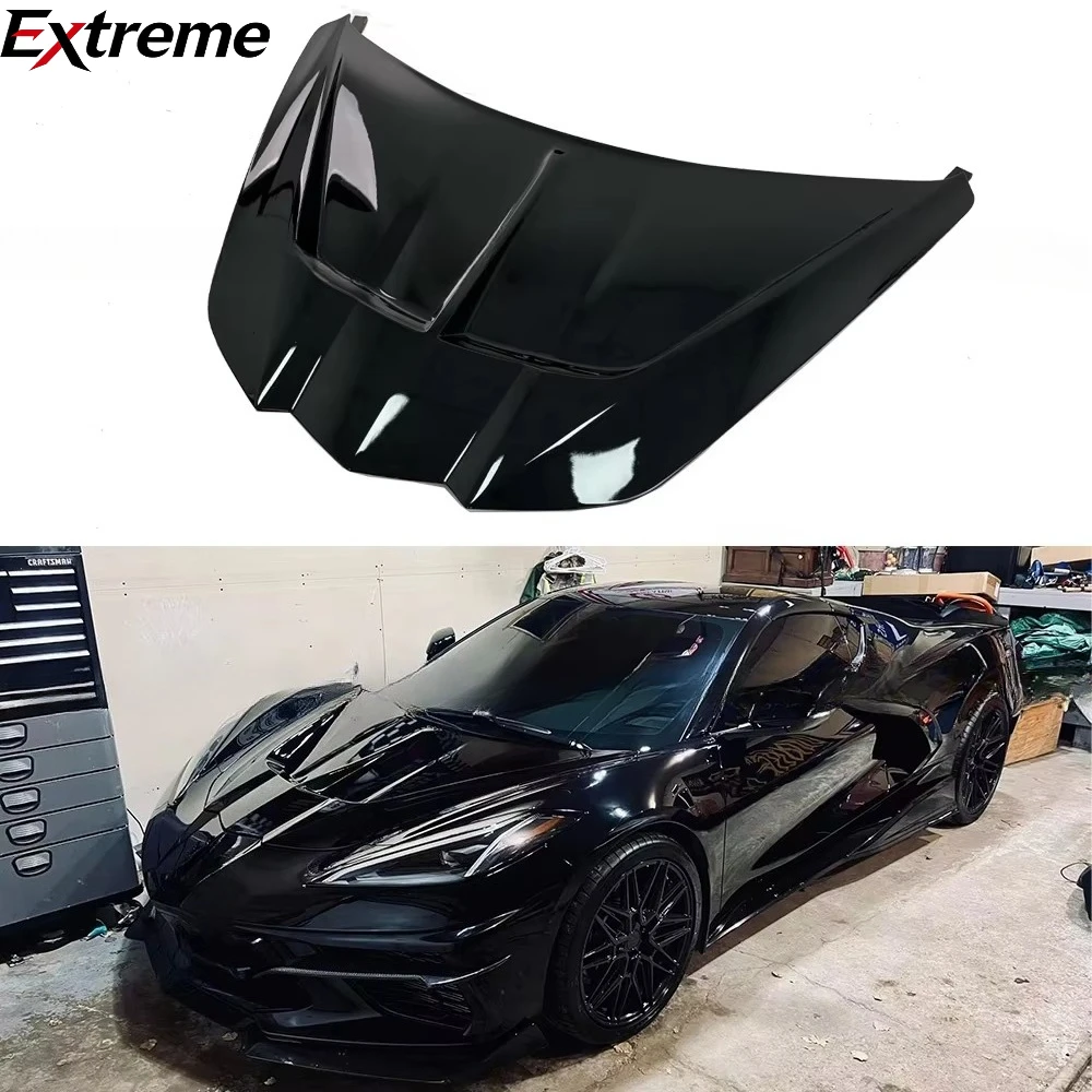 

Glossy Black ST Style Front Hood for Chevrolet Corvette C8 New Carbon Fiber Fiberglass Bonnet Condition