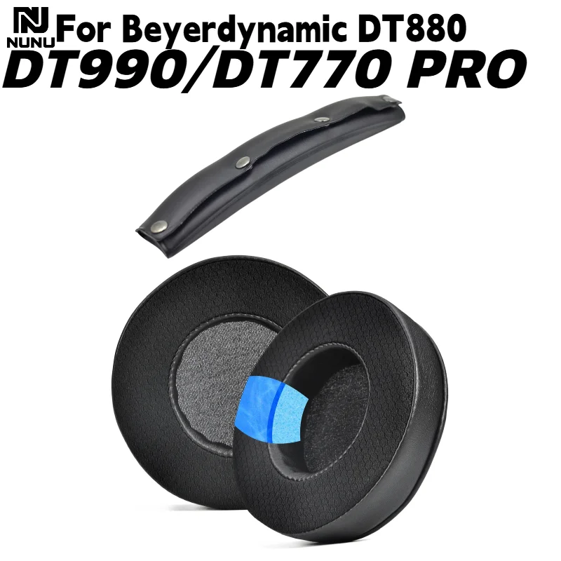 Almohadillas de repuesto NUNU de malla con gel de hielo para auriculares Beyerdynamic DT770/DT880/Pro DT 990/Pro, almohadillas/orejeras de espuma viscoelástica suave