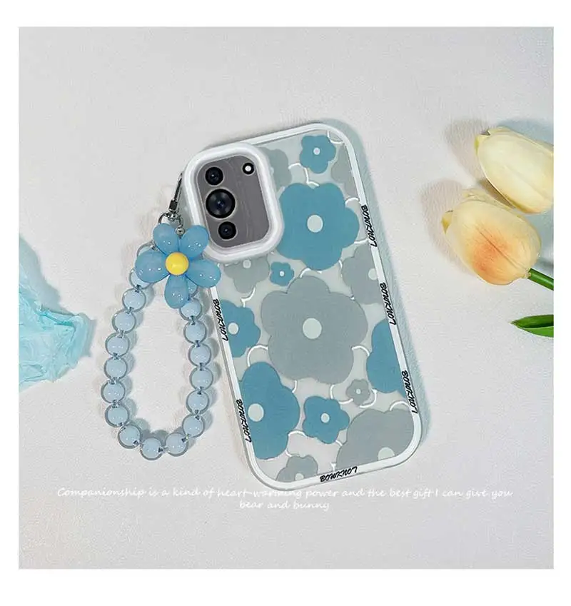 Pink Purple Flower Bear 3D Pendant Case For iPhone 14 15 13 12 11 Pro Max Mini 14 15 7 8 6 6s Plus XS XR X TPU Soft Cover