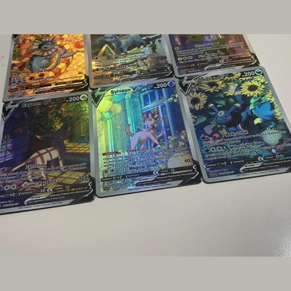 DIY Self Made Pokemons Eeveelution Refractive Flash Card Anime Color Flash Peripheral Game Collection Card Holiday Gift